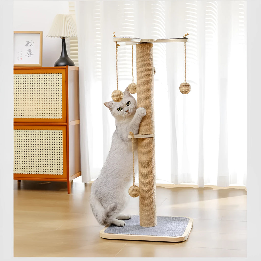 Scratch-resistant cat climbing frame with hanging ball, pine and multi-layer board