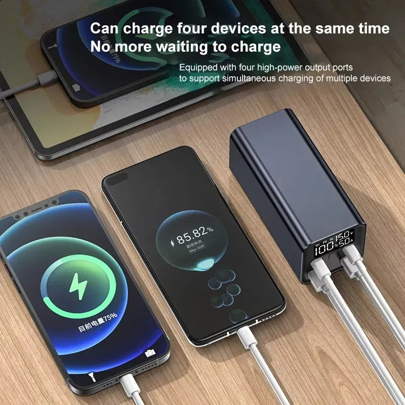 Black high power 65W metal charging bank with 20000mAh capacity for laptops