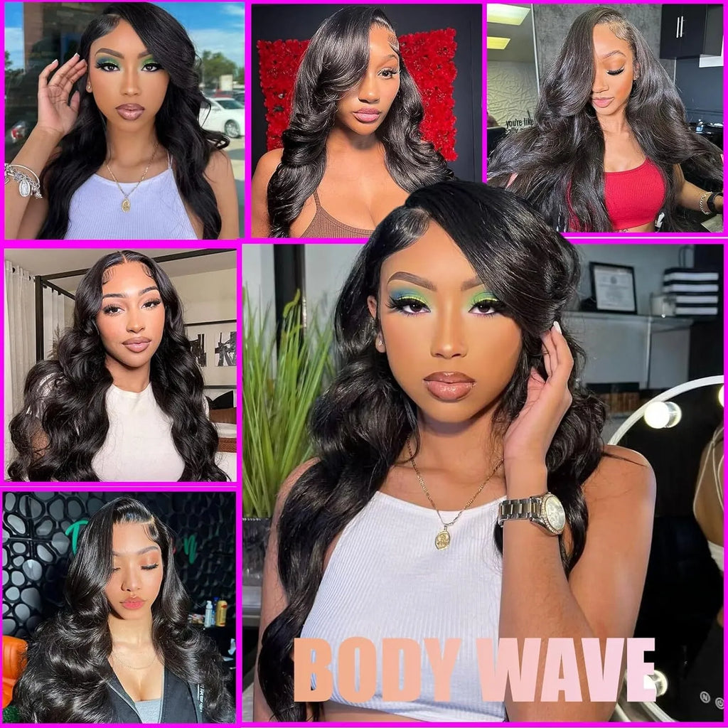 Black synthetic full-head wig with medium-large waves, shown at 22 inches length on a mannequin head.
