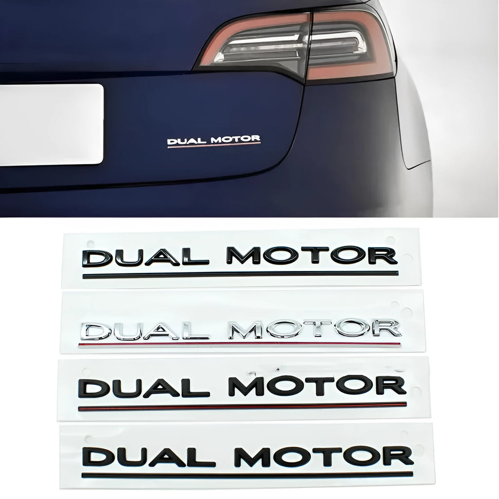 ABS plastic Tesla Model 3 bumper sticker measuring 19cm by 3cm in matte black and red stripes