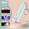 Interactive rechargeable cat teaser toy with flexible wand, shown in sky blue colour