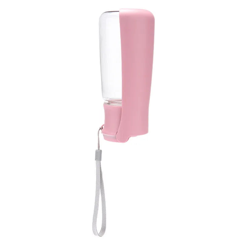 Foldable plastic dog water bottle in blue, pink or white with 350ml or 550ml capacity options