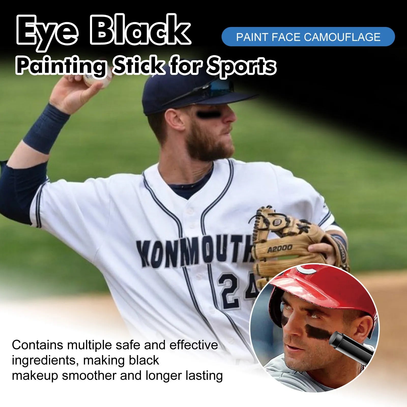 15g sports eye black paint stick for baseball athletes with compact packaging