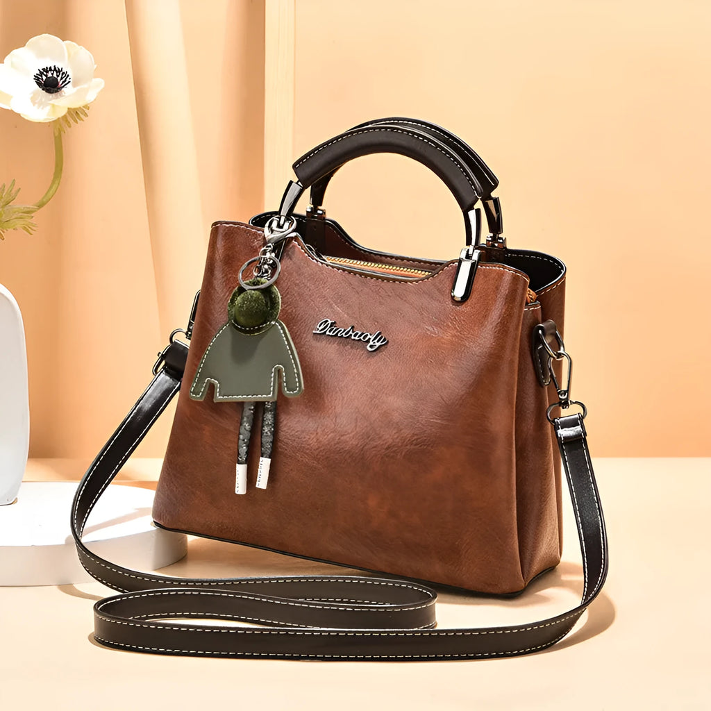 Simple retro small handbag for women crossbody horizontal square PU in black colour
