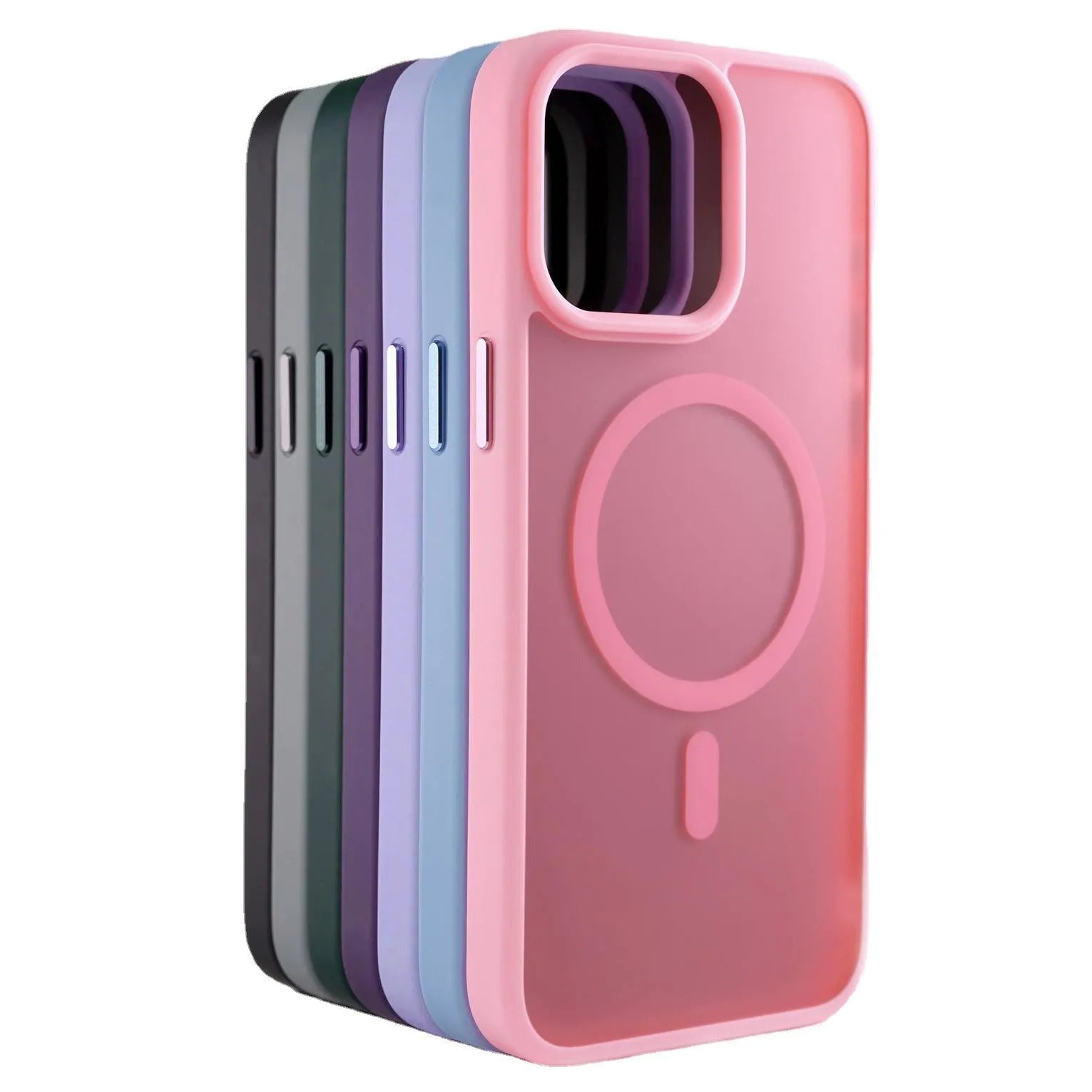 Mute key skin feeling phone case for Apple iPhone in cherry powder colour with magnetic suction and matte finish