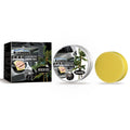 Car coating wax block and sponge applicator for paint protection and cleaning.
