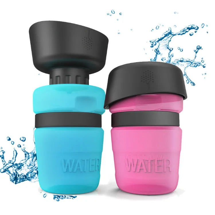 Silicone pet water bottle 520ml in blue green, 14x9cm squeeze travel cup
