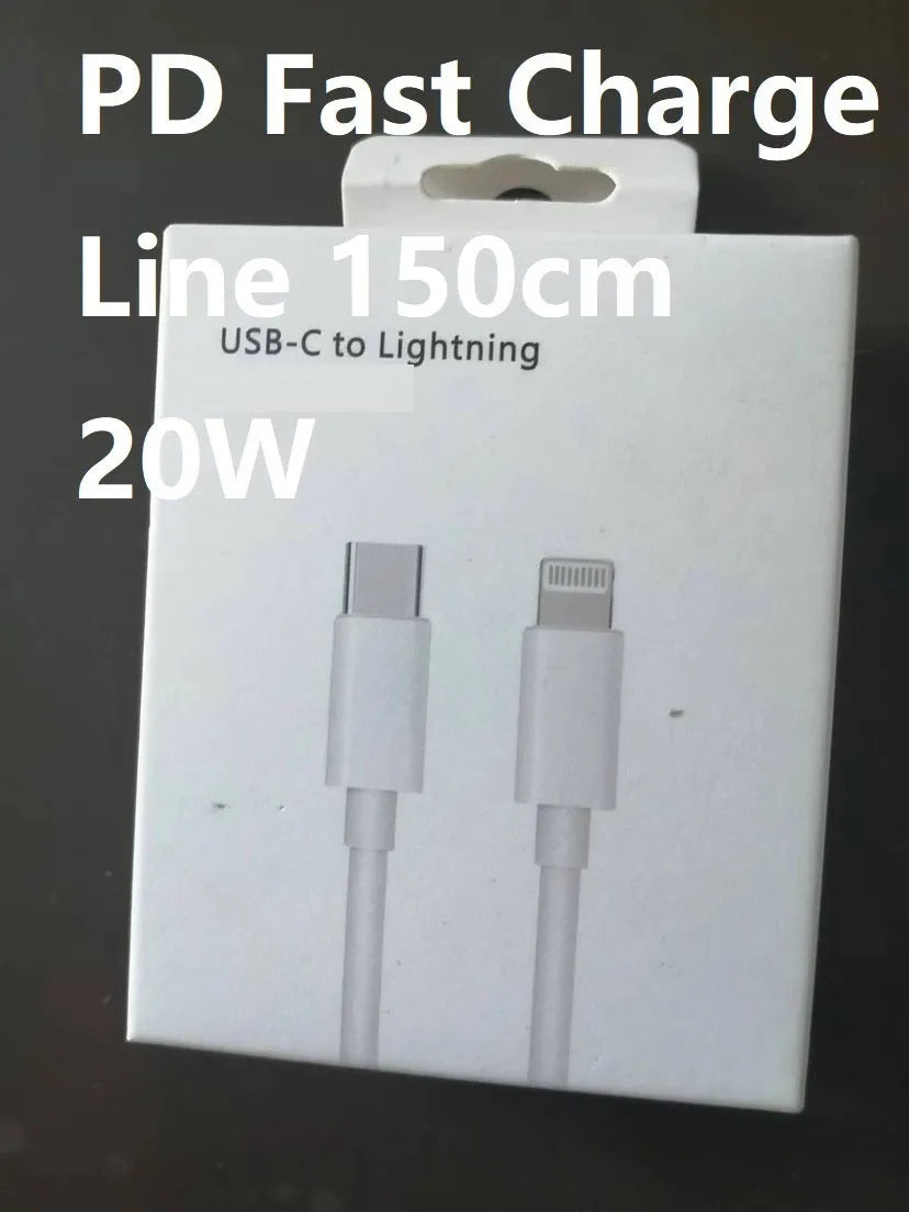 White 20W PD fast charger with UK plug and a USB Type-C charging cable.