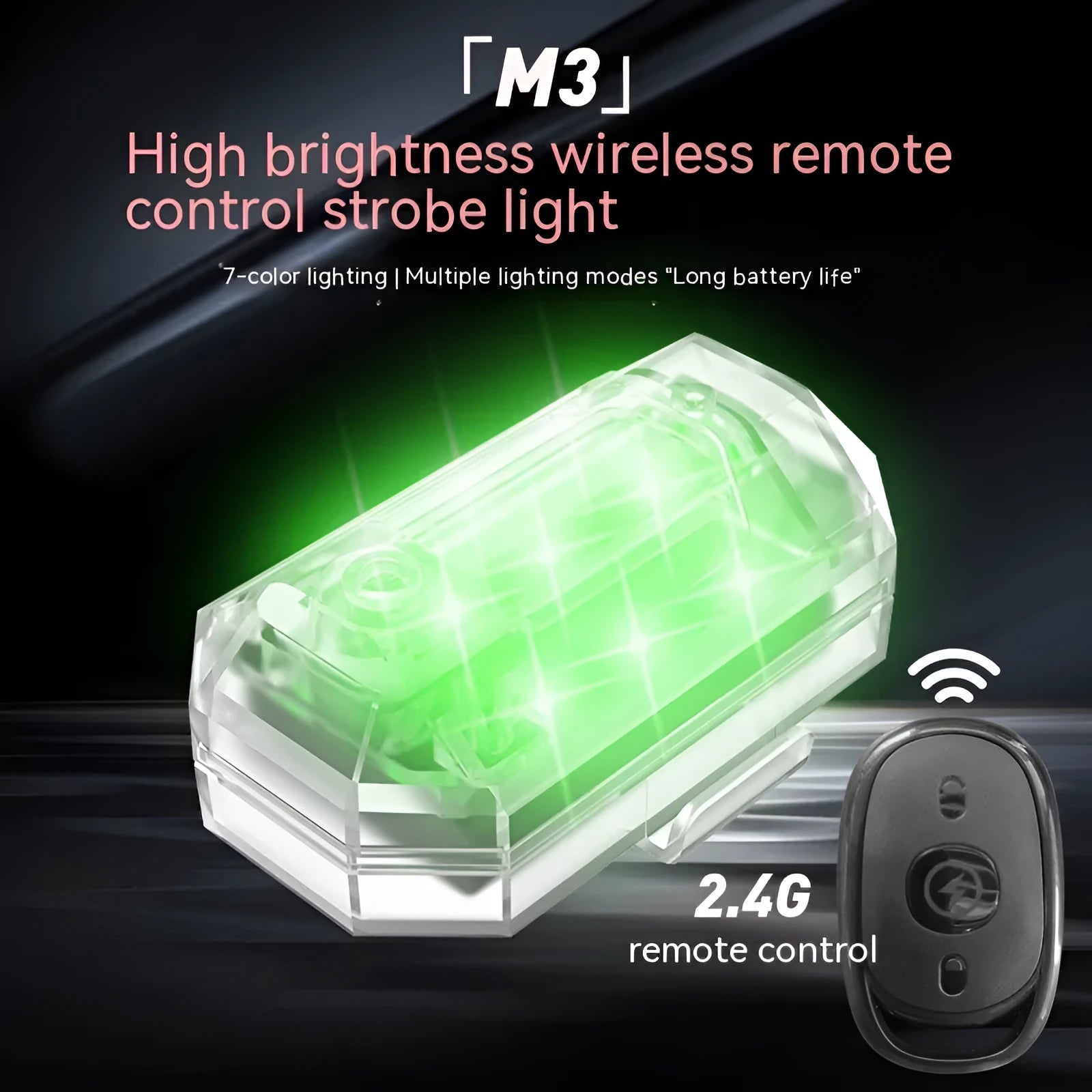 Four 5W ABS strobe lights with remote control for car motorcycle electric vehicle bicycle modification