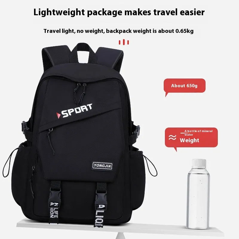 School Trends backpack in gray, large capacity Oxford cloth with curved shoulder straps for school use