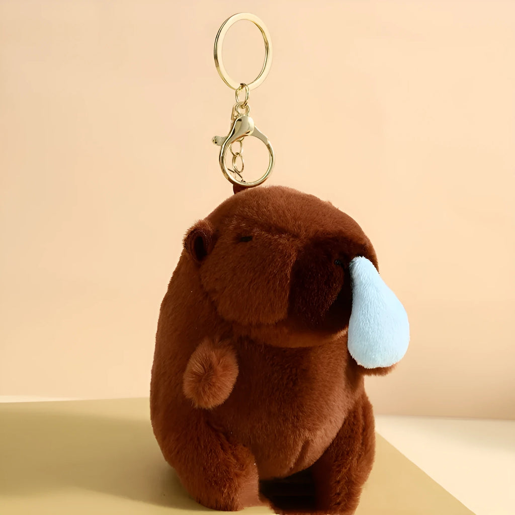 Creaking Capabala pendant plush doll in A Dai Snot colour with bear pattern, clip-on Korean style suitcase ornament