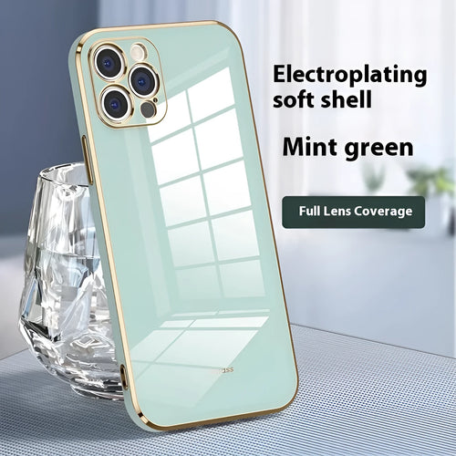 6D straight edge electroplating TPU phone case for iPhone in mint green colour.