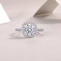 Square moissanite ring in S925 silver with platinum plating, 8.5mm stone, sizes 5-9, GRA certificate and gift box