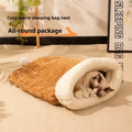 Blue rabbit print flannel cat sleeping bag pet nest measuring 50 by 40 centimetres