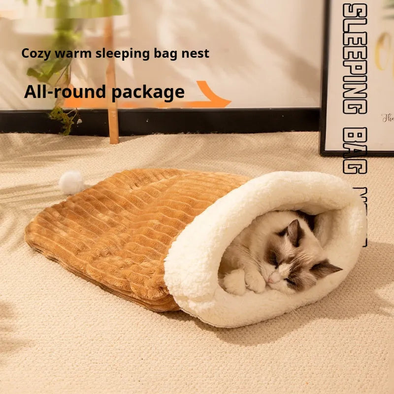 Flannel cat sleeping bag nest measuring 50 by 40cm with PP cotton filling