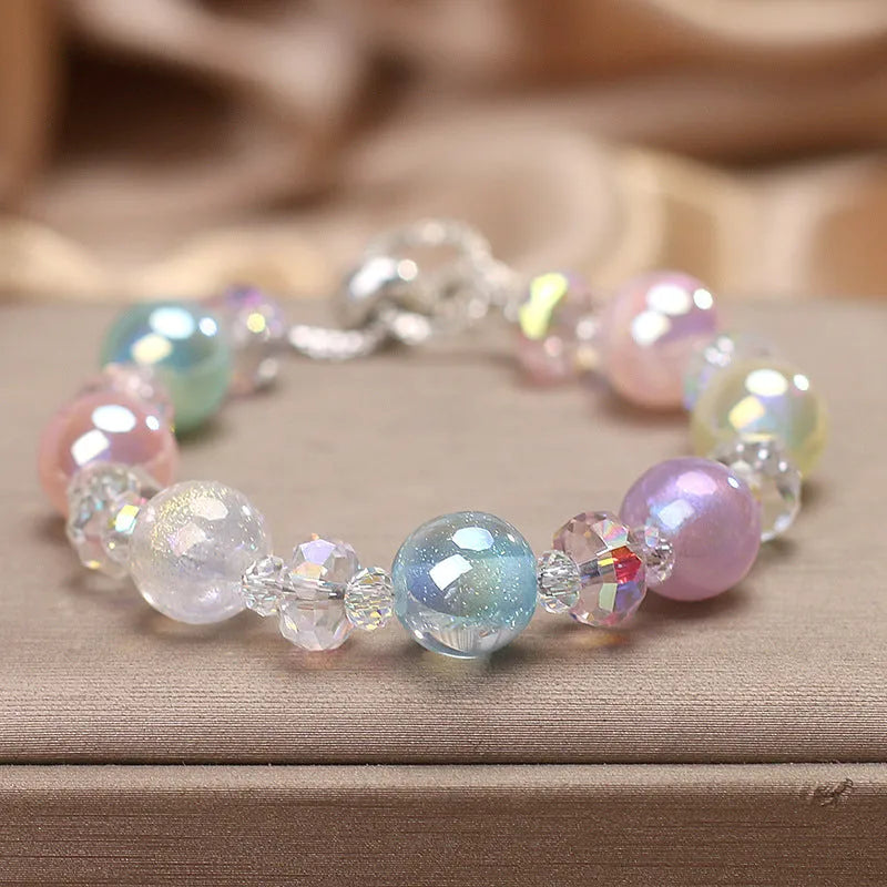 New dream candy colour luminous crystal bracelet for women, electroplated agate, ethnic style