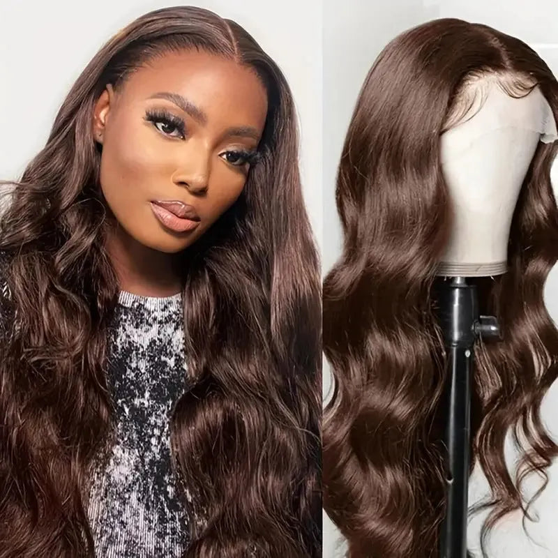 Brown big wave fake long curly wig with side bangs made from high temperature fibre