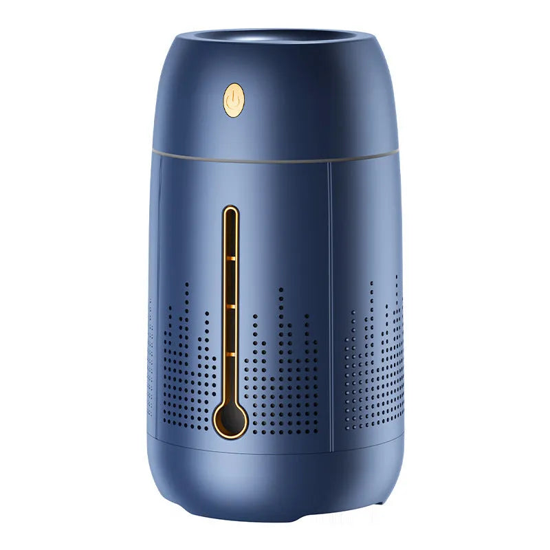 Round plastic household USB aromatherapy humidifier with colourful ambient light and single fog outlet