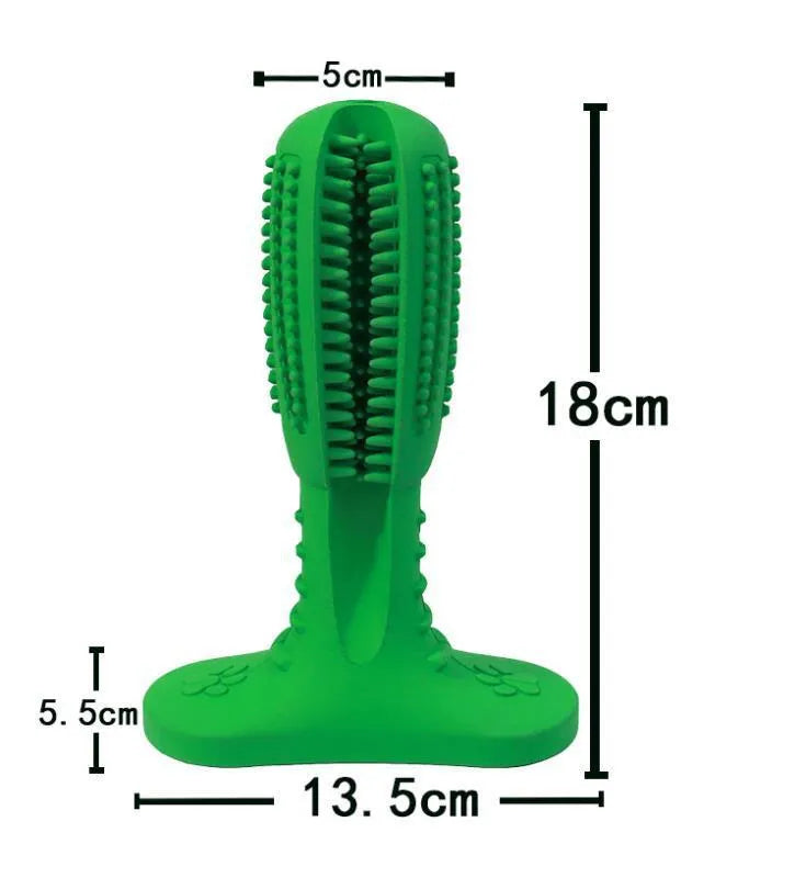 Dog toothbrush bite resistant molar toy in rubber, large and medium sizes, green blue orange