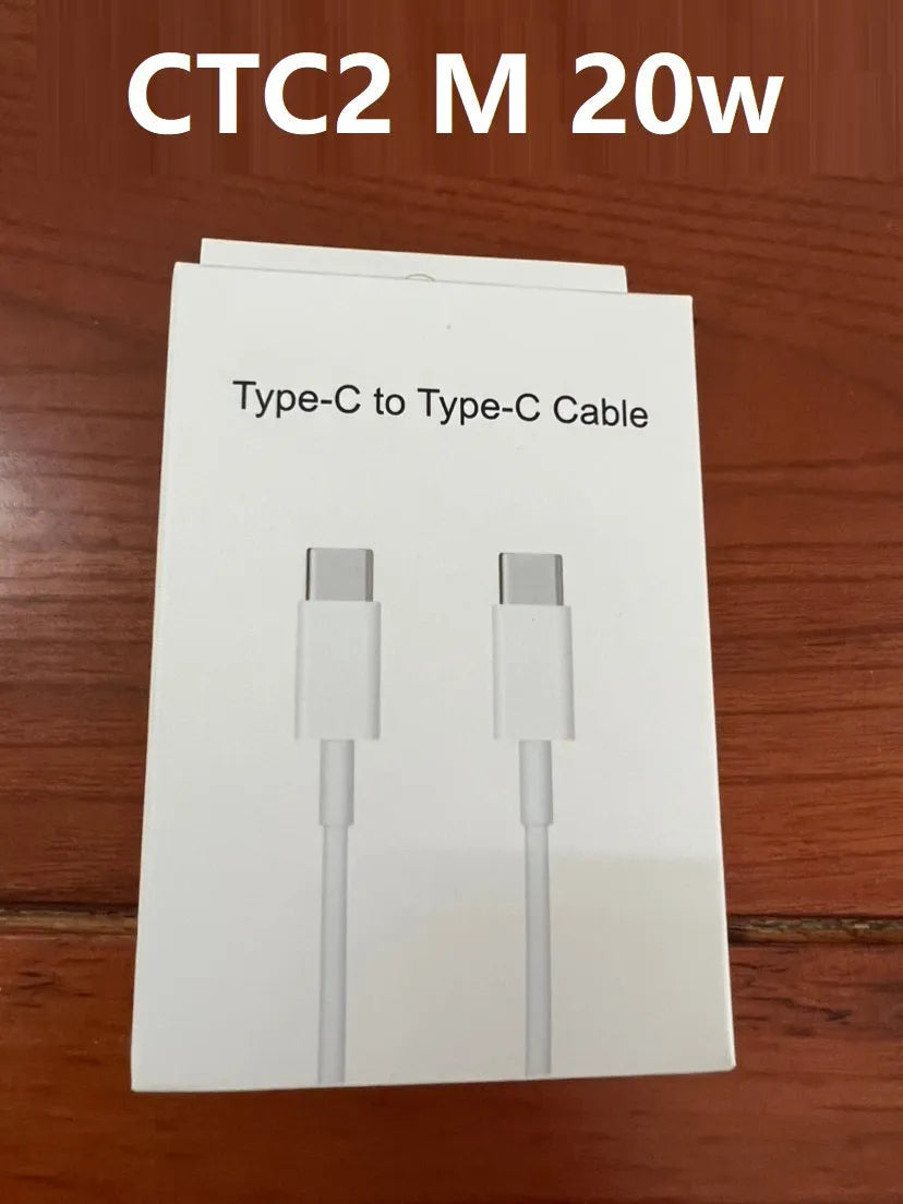 White 20W PD fast charger with UK plug and a USB Type-C charging cable.