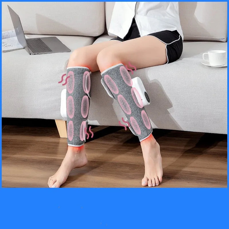 Multi-functional leg massager with heat compression wireless remote control pink gray blue