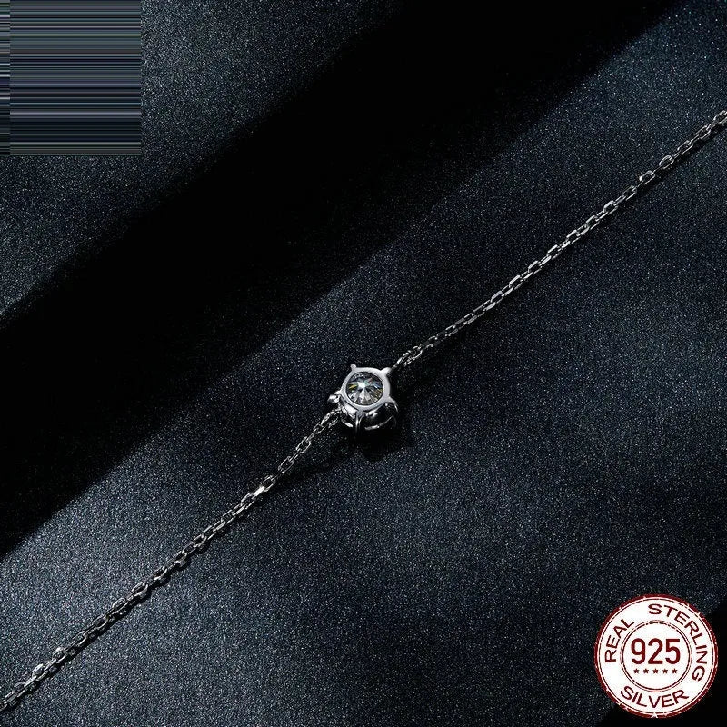 S925 silver bracelet with round shining diamond design, women's style, electroplated finish, large or small waist size