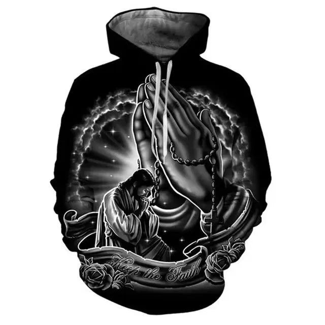 Men's hooded 3D digital printing sweater loose fit polyester long sleeve pullover Asian sizes S-5XL multiple colours