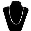 Men's white U-shaped pearl clavicle necklace with mother pearl shellfish pendant on adjustable pearl chain