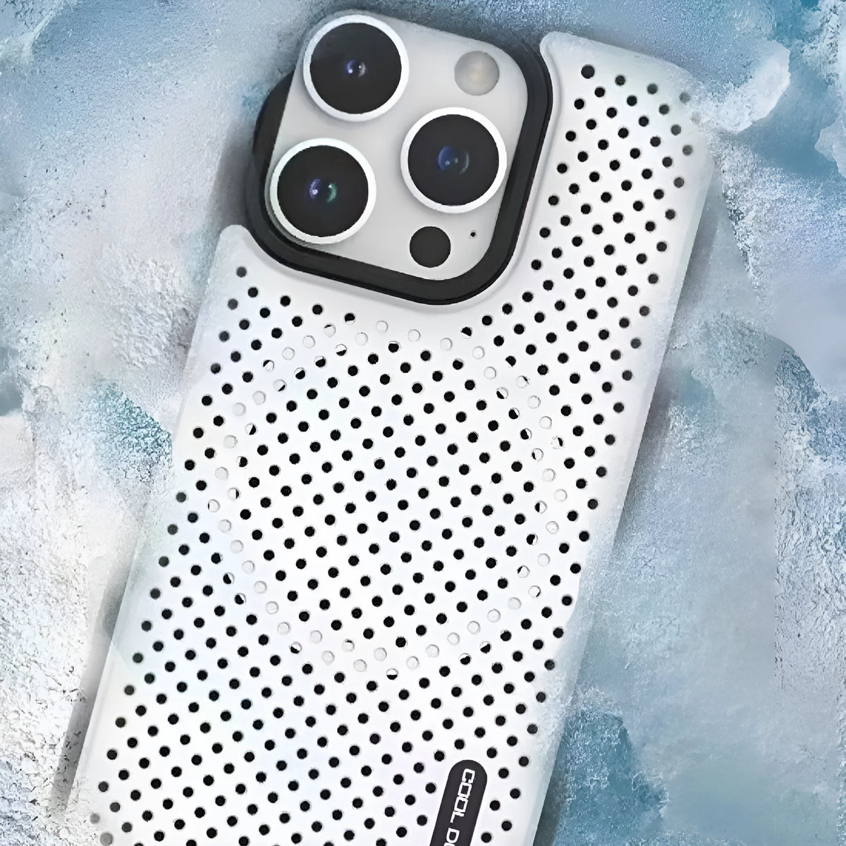 Cooling grid magnetic TPU phone case for Apple iPhone in white, black, purple, or pine needle green.