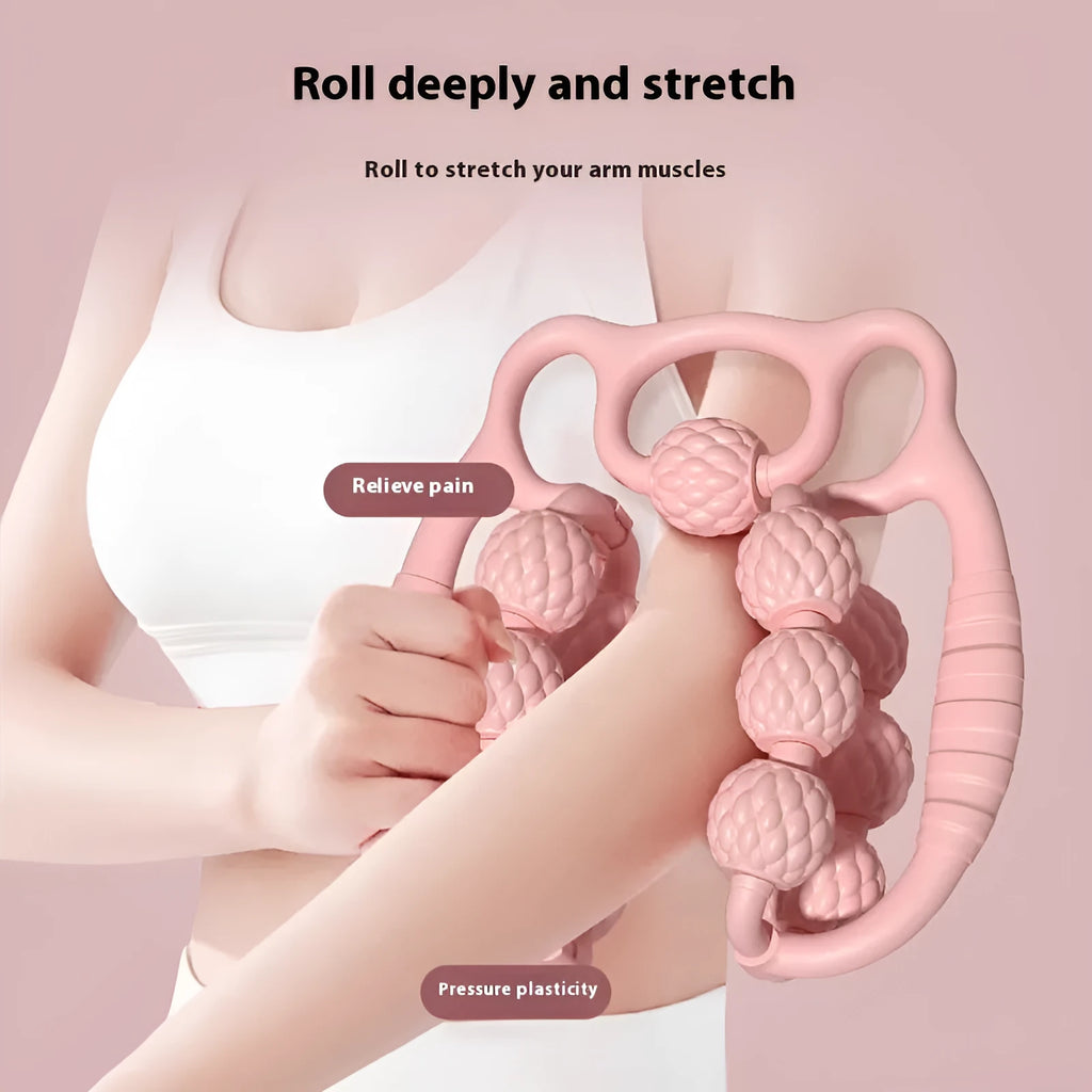 Bear double row ring clip leg massager showing ten three rounds massage points in autumn cherry pink colour