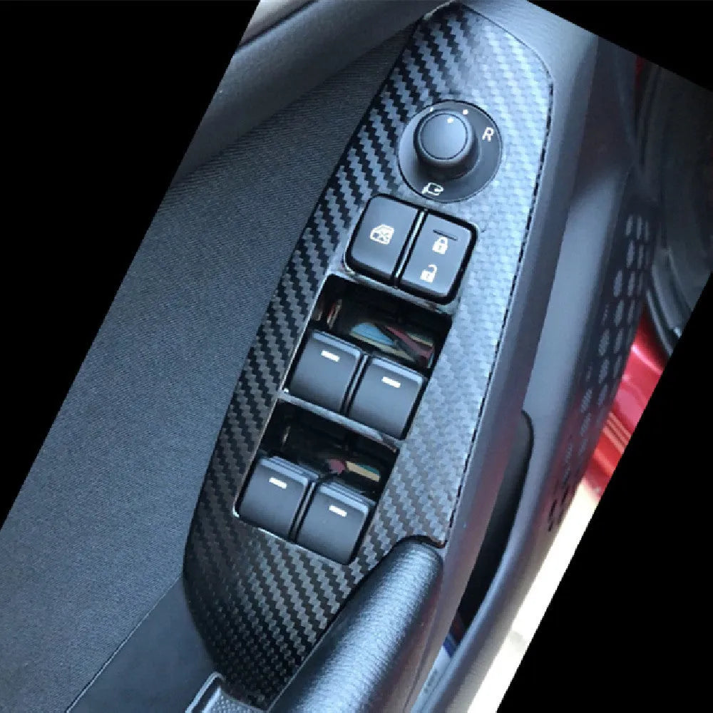 Set of four TPU protective films for 14-19 car door control panels in various finishes.