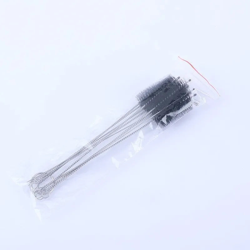 Nylon cleaning brushes with stainless steel handles in white and black colour options