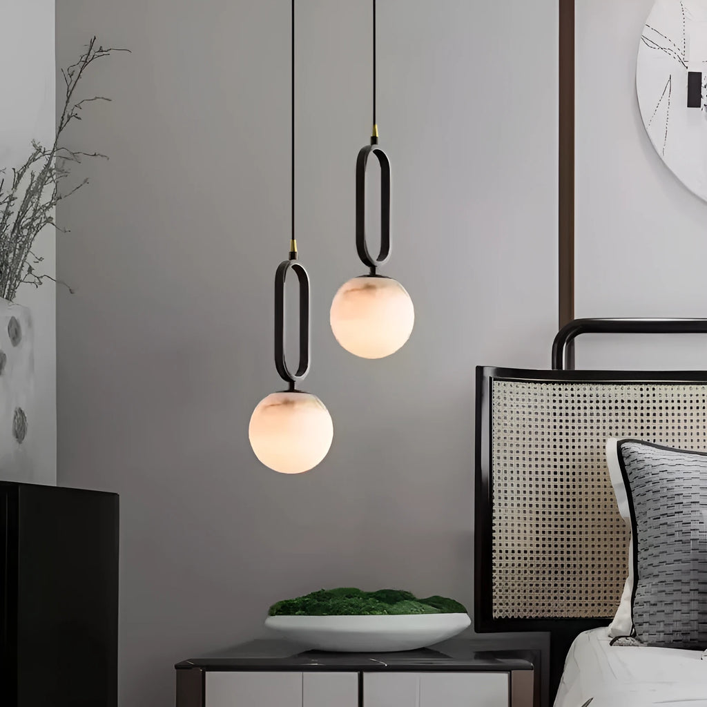 Nordic wall light with marble shade and copper body in Black or natural copper, 12cm or 15cm