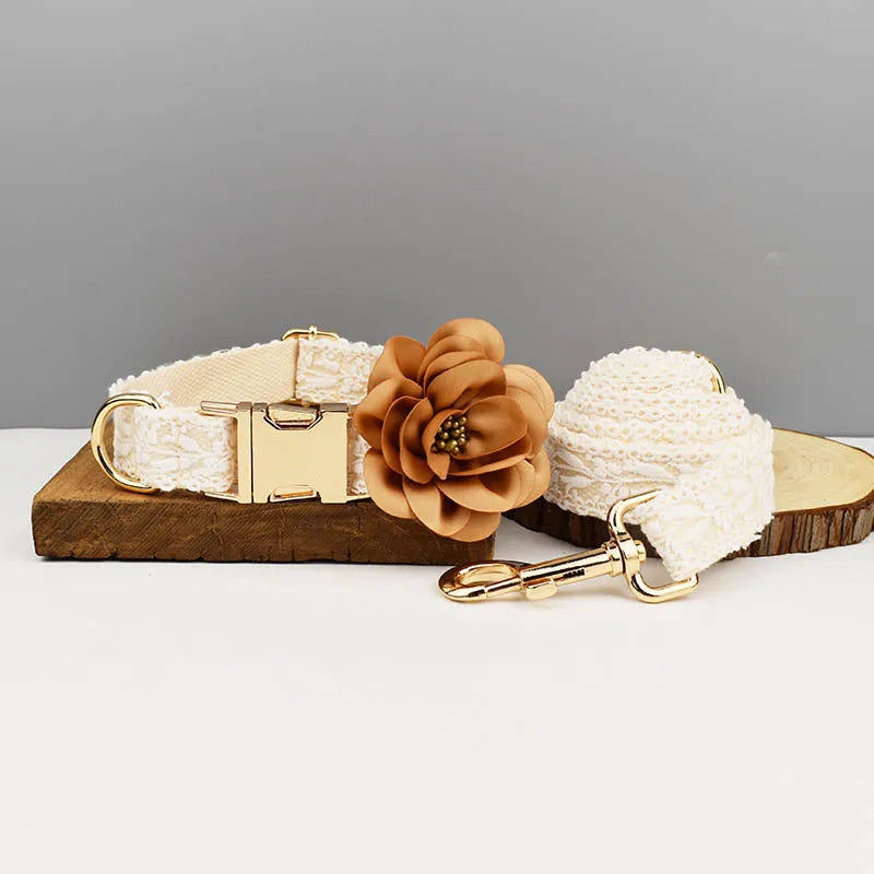 Polyester dog wedding vest and collar set with lace leaf design for holiday celebrations