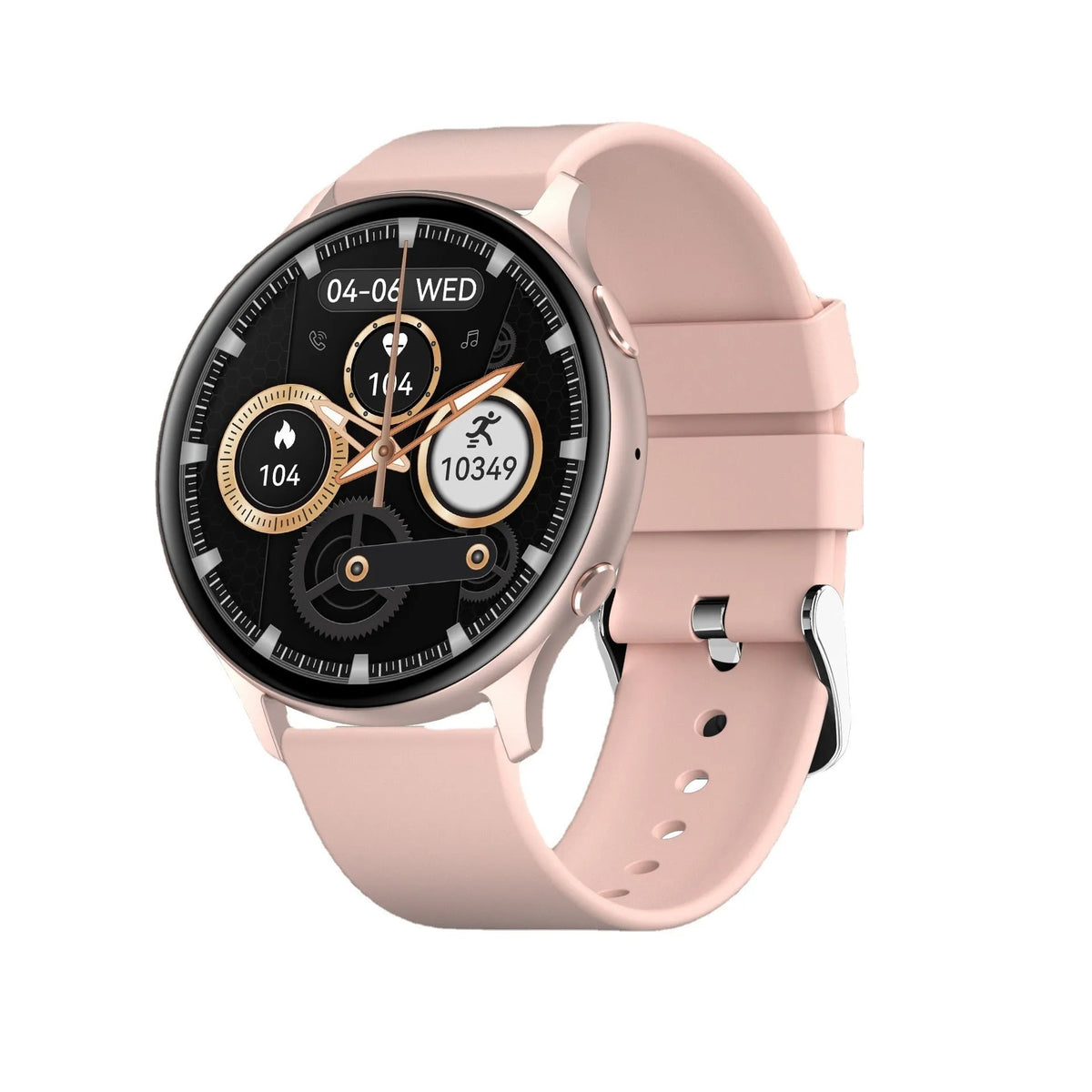 Smart watch with 1.32 inch TFT touchscreen, silicone strap, and Bluetooth call support in black