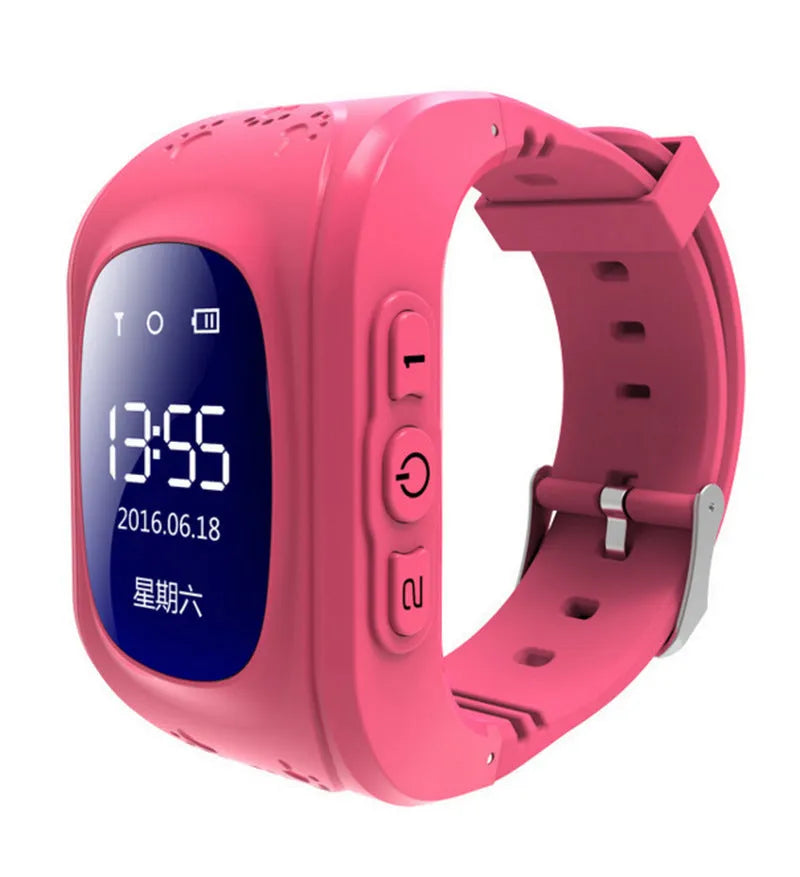 Children's smart watch with GPS positioning, 0.96 inch LCD screen, black colour option, wrist strap style