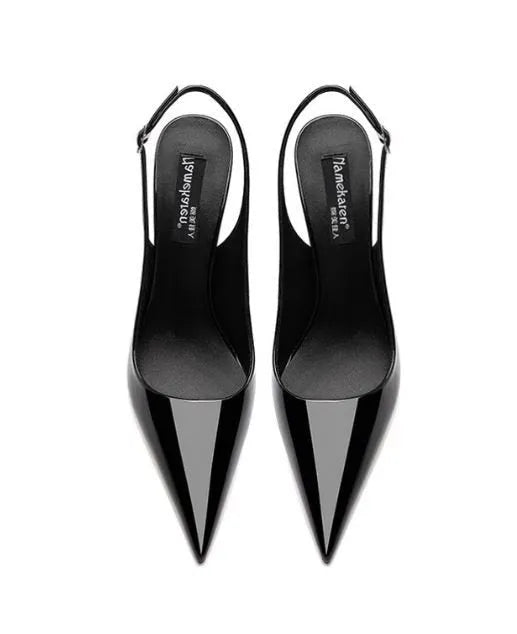 Women's nude soft leather ankle-strap high heels with hollow heel design and button closure