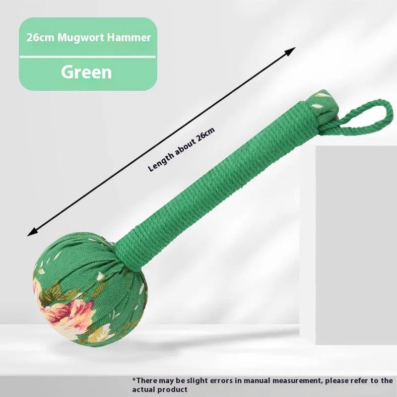 Argy wormwood massage hammer in green colour with 26cm handle length