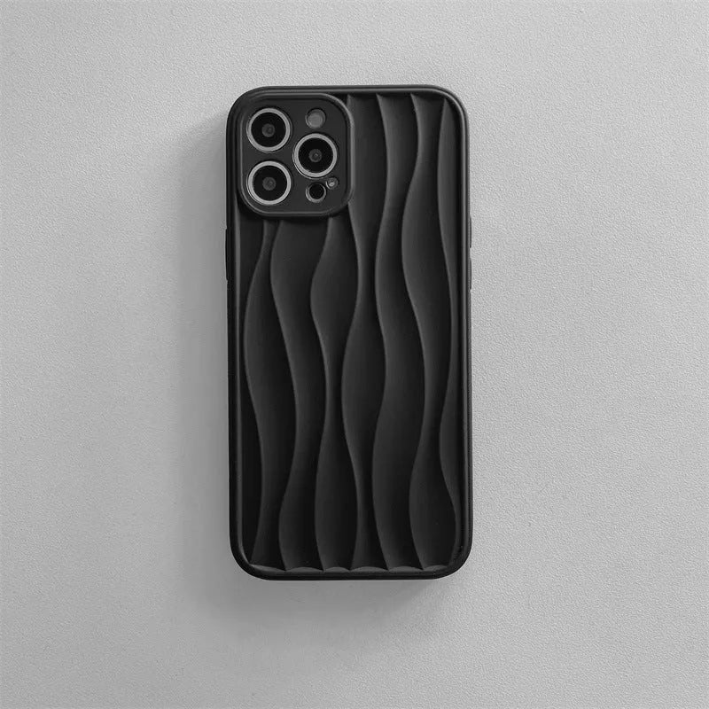 Water ripple midnight black TPU phone case for iPhone 14 series with fall prevention texture