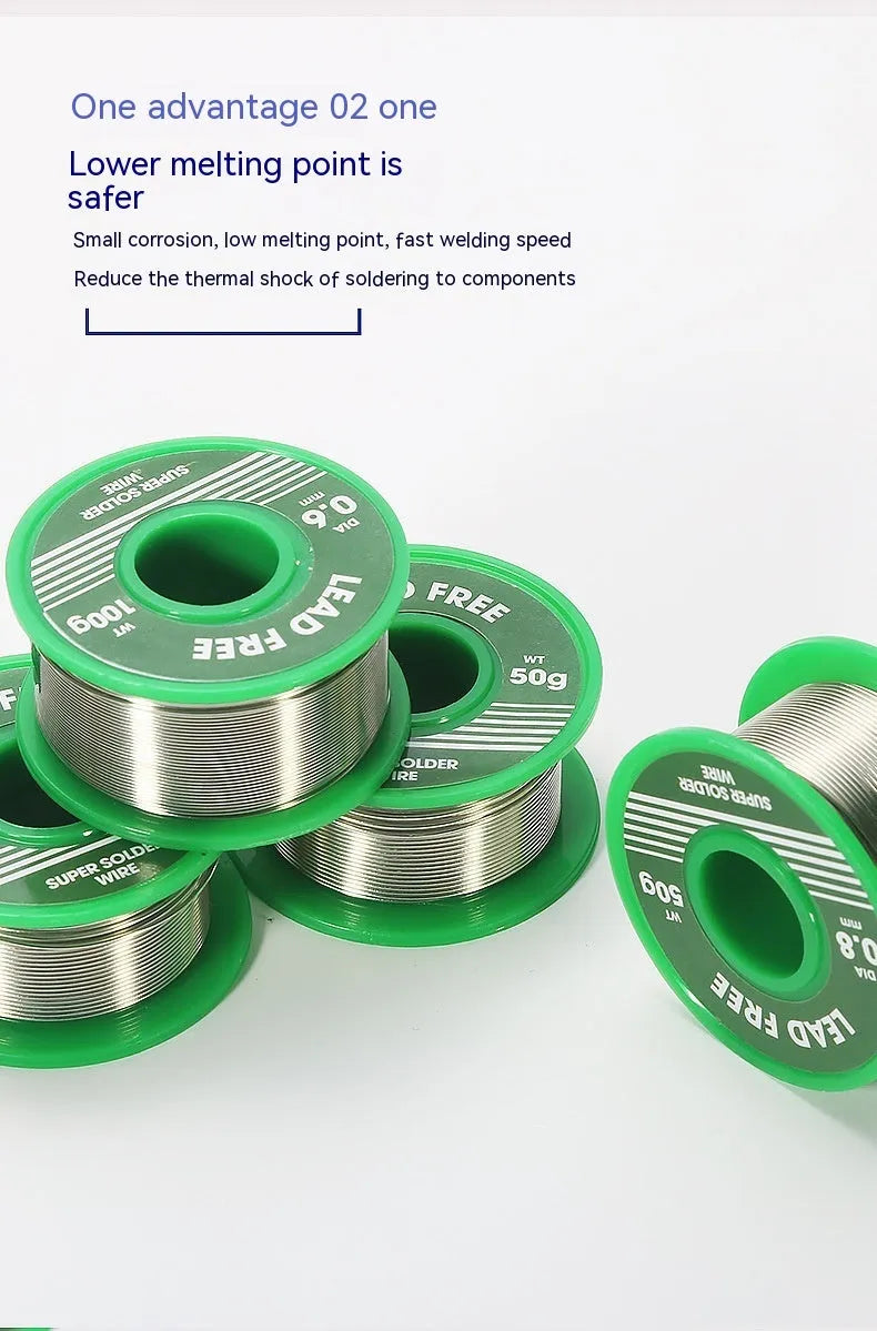 Flux cored tin lead solder wire roll for metal repair, 0.8-1.0mm diameter, 50g-100g