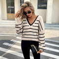 Plus size women's loose fit striped pullover top in apricot, belly covering casual wear