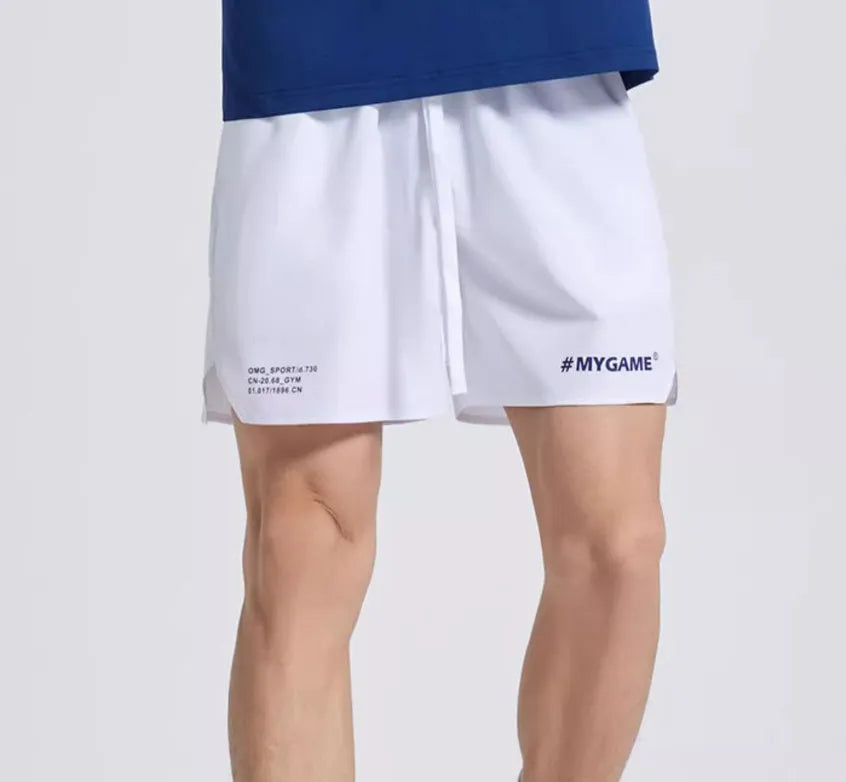 Men's training shorts in a polyester and spandex blend, shown in a colour option from the Midnight Blue, Black, Grey, White range.