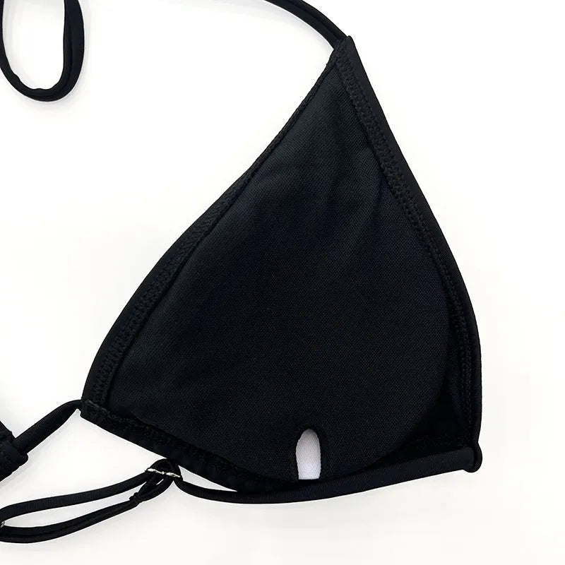 Black mesh long sleeve women's bikini swimsuit set four-piece design for swimming sports