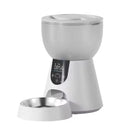 Automatic cat feeder with built-in camera showing 4L food tank and control panel