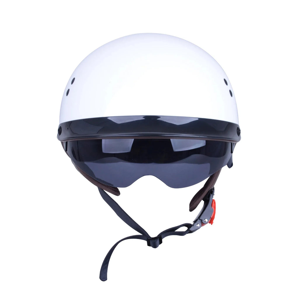 Retro full-face motorcycle helmet in ABS material, available in multiple colours for commuting