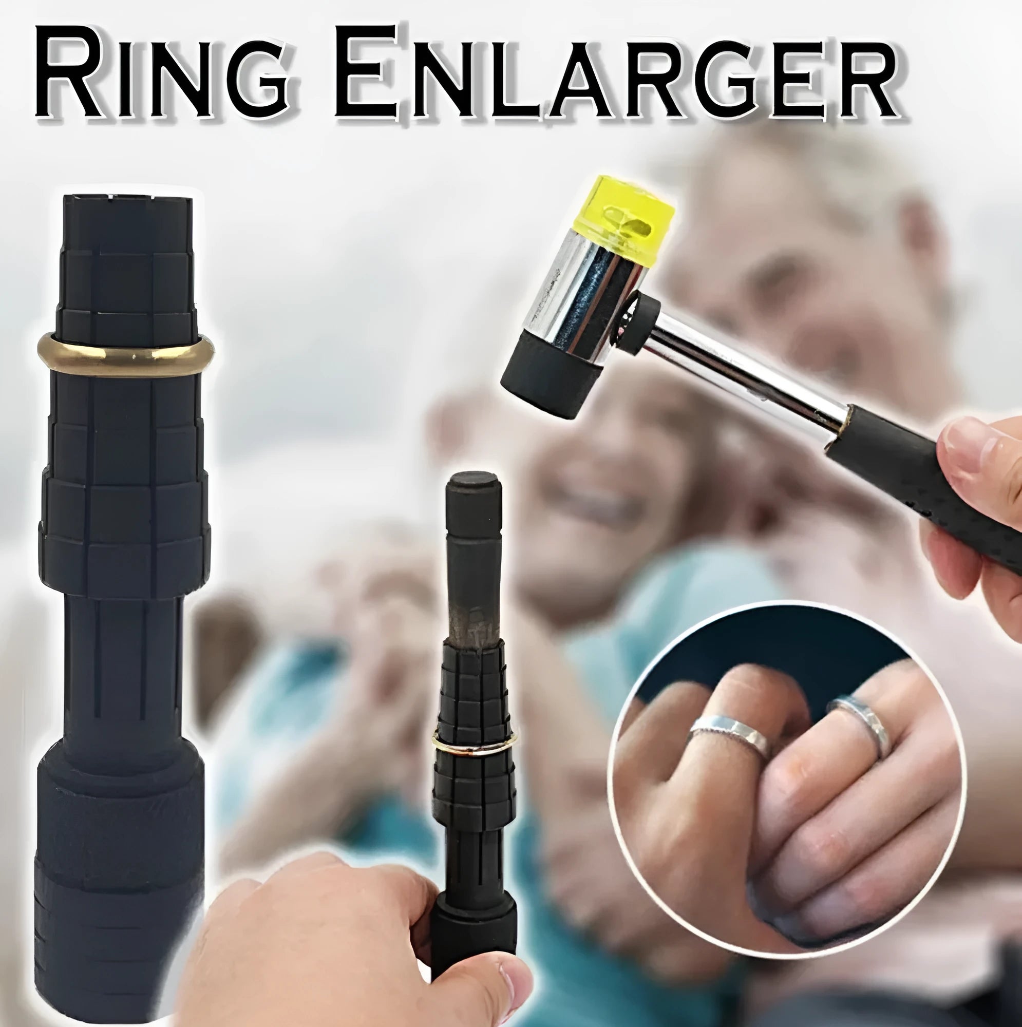 Rotate HXF330025 ring expansion tool with circular stretcher and rubber hammer for jewellery resizing