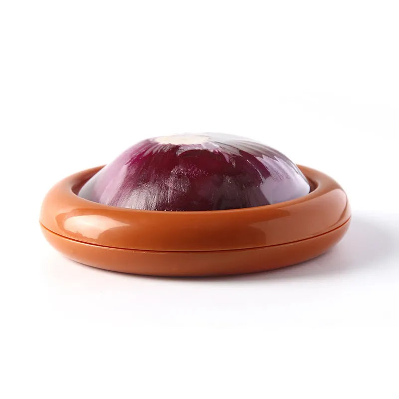 Oval plastic crisper with transparent TPU or silicone film cover for vegetables and fruit, shown in yellow, red, green or brown