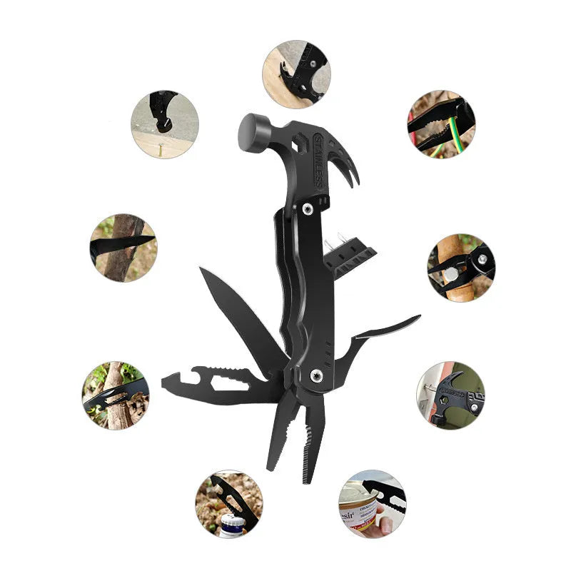 Multifunctional nail hammer MS017 with claw head, 160 x 75 x 23mm, storage bag and manual for home and camping use