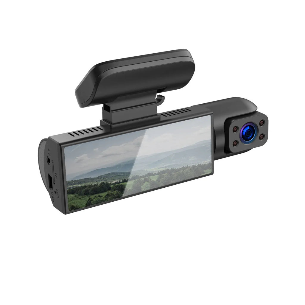 Dual-lens HD driving recorder with 3.5-inch screen for front and rear car cameras