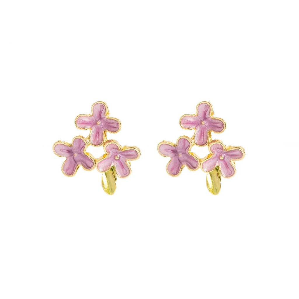 Silver needle flower stud earrings in zinc alloy with electroplated finish, sweet style, colour E39741